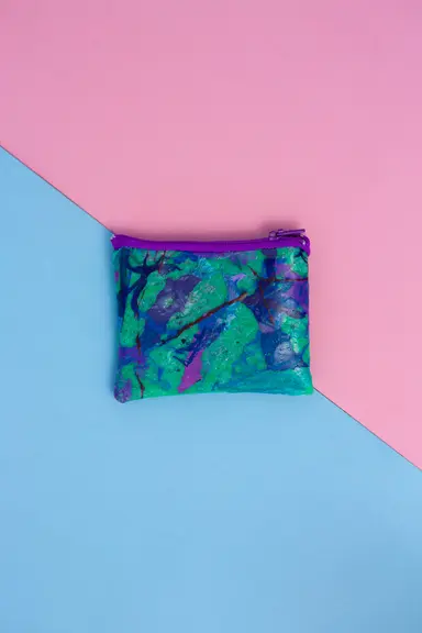 Zip Purse: green and Purple
