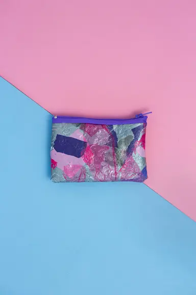 Zip Purse: purple, silver and pink