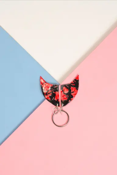 Keyring: black and red horn Charm Accessory
