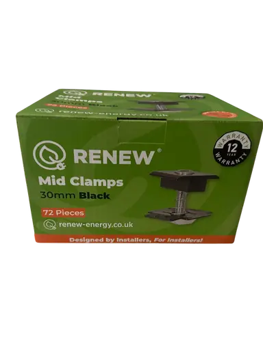 Renew x Fastensol Mid Clamp -  30mm V2 Black (Box of 72)