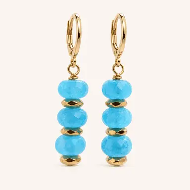 Wild Sky — Amazonite & Gold Hematite Dangle Earrings