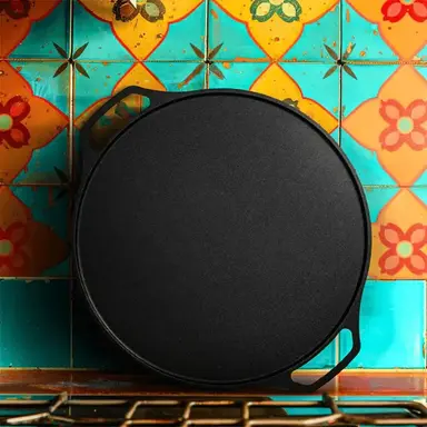 Chảo Dosa Sắt Đúc Roca Carpo [Hai Tay Cầm] - 30CM - 100% Tự nhiên & Chống dính | Đã sơ chế bằng dầu | Bao bông & Túi đựng | Sản xuất tại Ấn Độ