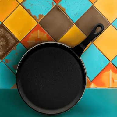Chảo Dosa Gang Roca Nix - 24CM - 100% Tự Nhiên & Chống Dính | Đã Sơ Chế Bằng Dầu | Có Bao Sợi Bông Cho Tay Cầm & Túi Lưu Trữ | Sản Xuất Tại Ấn Độ