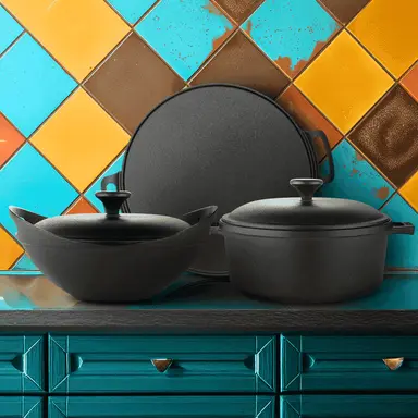 Roca Festival Dhamaka Pack [Festive Feasts Made Easy] | Europa Dutch Oven - 24CM & Triton Dosa Tawa - 30CM & Europa Kadai - 24 CM | Handle Sleeves & S