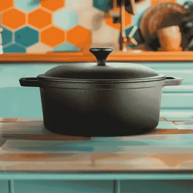 Roca Nix Cast Iron Dutch Oven With Lid - 24CM - 100% Natural & Non-Stick | Pre-Seasoned Oil | Cotton Sleeves for Handles & Storage Bag | Made in India
