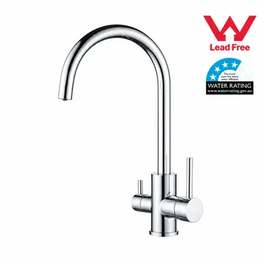 3 Way Mixer Tap Chrome Finish Stainless Steel | WaterMark WELS Certified | Drinking Water Filter Faucet | Umbrella Style Kitchen 3-in-1 Tap
