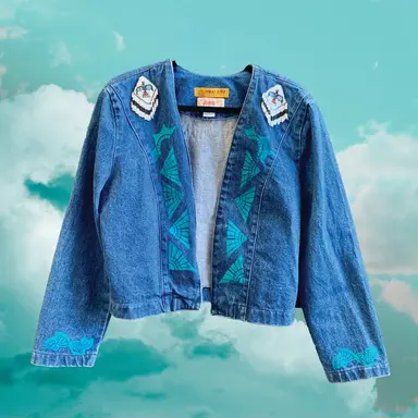 Apache Hand-Printed Vintage Beaded Fringe Jacket