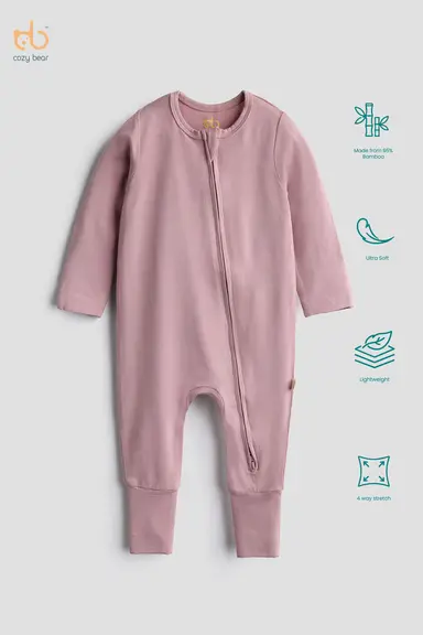 Baby Bamboo Sleep Suit | Rose Blush | 0–12M