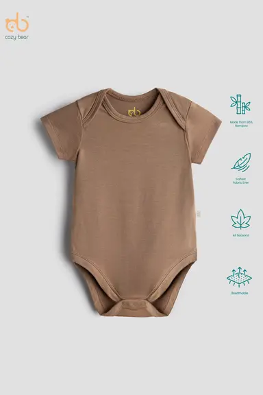 Baby Bamboo Onesie | Filter Coffee Crème | 0–12M