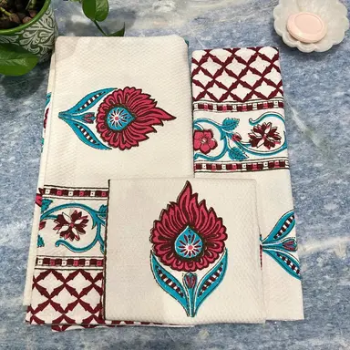Hand & Bath Towel Set | Pure Cotton | Set of 3 | 300 GSM | Super-Soft, Absorbent & Odor Resistant - Afiya