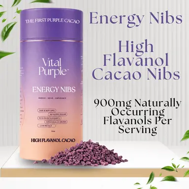 High Flavanol Cocoa Nibs 10 oz | High Antioxidant | Low Cadmium | Raw Cacao | Purple Cocoa