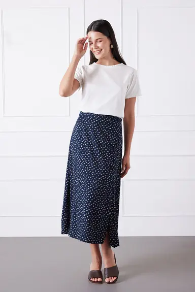 Limited Edition Avery Skirt in Midnight Navy Ditsy