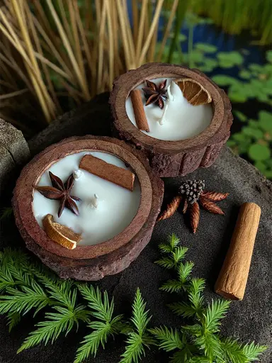 Crinkled Wooden Jar Candle