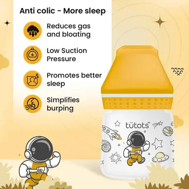 Bình sữa cho bé tutots – 125ml, cổ rộng chống đầy hơi, không BPA với núm Turbo Vent