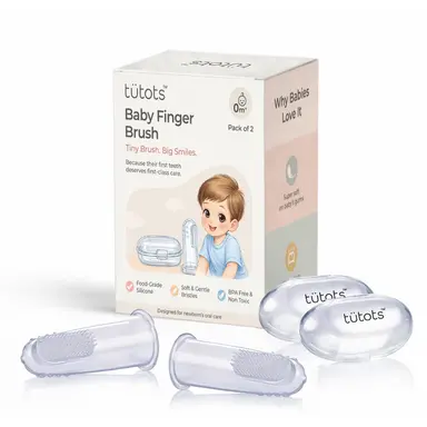 Bàn chải đánh răng ngón tay tutots cho bé bằng silicone - Gói 2 cái