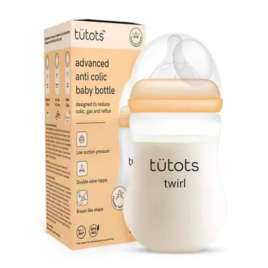 tutots Baby Feeding Bottle – Twirl Series, Anti-Colic Wide Neck, BPA-Free with Turbo Vent Nipple