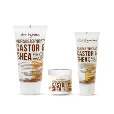 Castor Oil + Ceramides Hydrate & Protect Skincare Set | 3-Piece