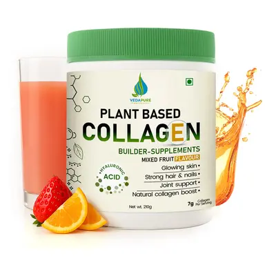Vedapure Plant-Based Collagen | Vegan Booster with Biotin & Hyaluronic Acid | Skin Glow โ 210g