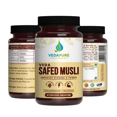 Vedapure Safed Musli 100 mg โ Strength, Stamina & Immunity Booster โ 60 Capsules