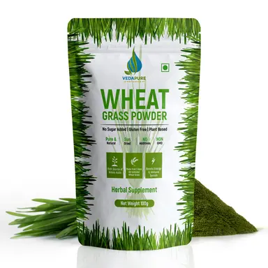 Vedapure Wheatgrass Powder โ Pure & Natural Detox Superfood for Immunity & Energy โ 100g