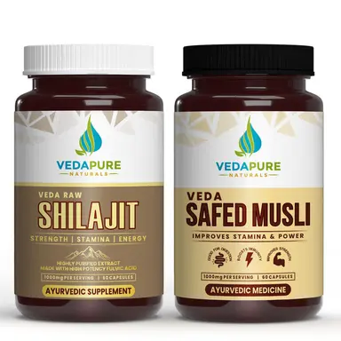 Vedapure Naturals Veda Raw Shilajit & Veda Safed Musli 60 Capsules (COMBO PACK)