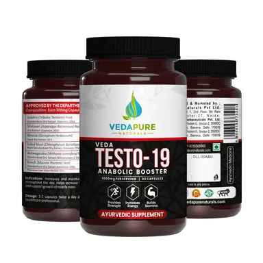 Vedapure Veda Testo-19 โ |Anabolic Booster with Potent Herbs โ 60 Caps| Stamina & Performance