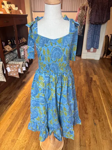 Clarity 100% Cotton Dress - Hazel with Ribbon Sleeves