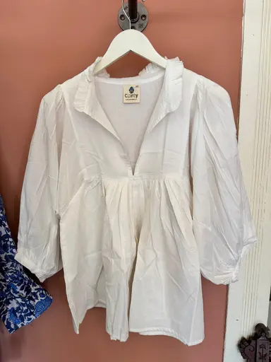 Clarity 100% Cotton Blouse - Plain Jane V Neck