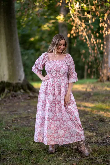 Clarity 100% Cotton Dress - Rose