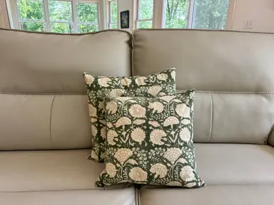 Hand Block Printed Pillow - Green Gables