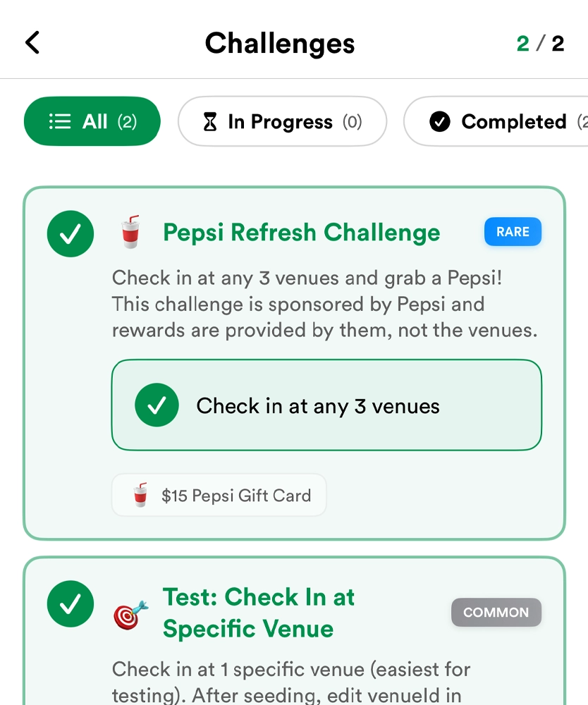 Complete Local Challenges: Greenlight app screenshot