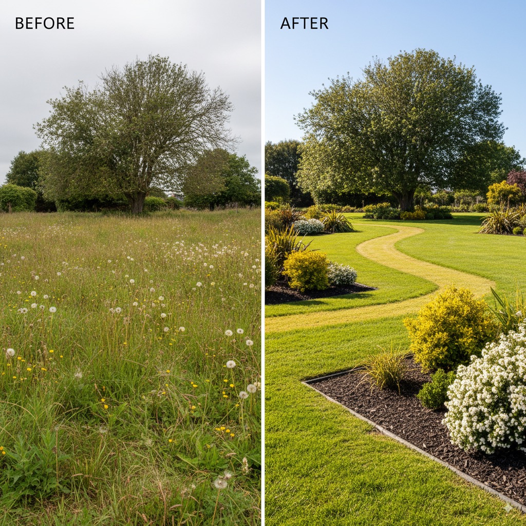 Lush green lawn with a clean edge