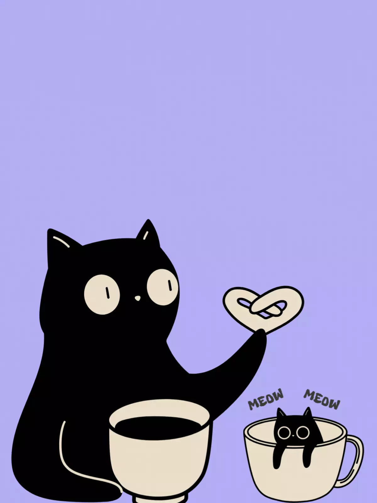 Watercolor illustration of a cute cat wishing 'Happy Purrthday' next to a birthday cake. Funny and celebratory birthday card design.