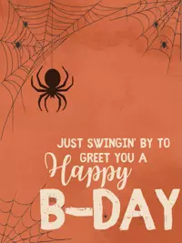 Free Birthday Card - Spooky Spider Swingin' B-Day!