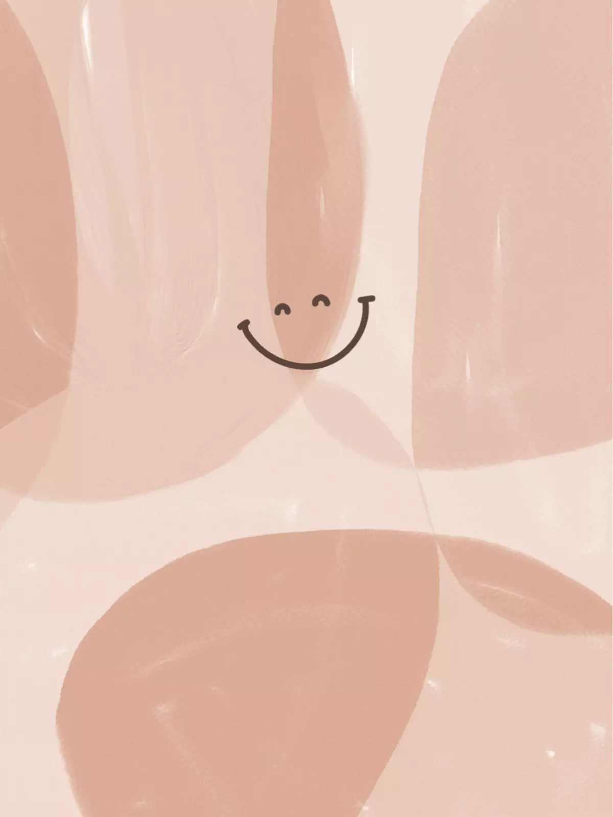 Minimalist animated thank you card with a soft beige-pink abstract background, featuring a simple smiling face, modern design.