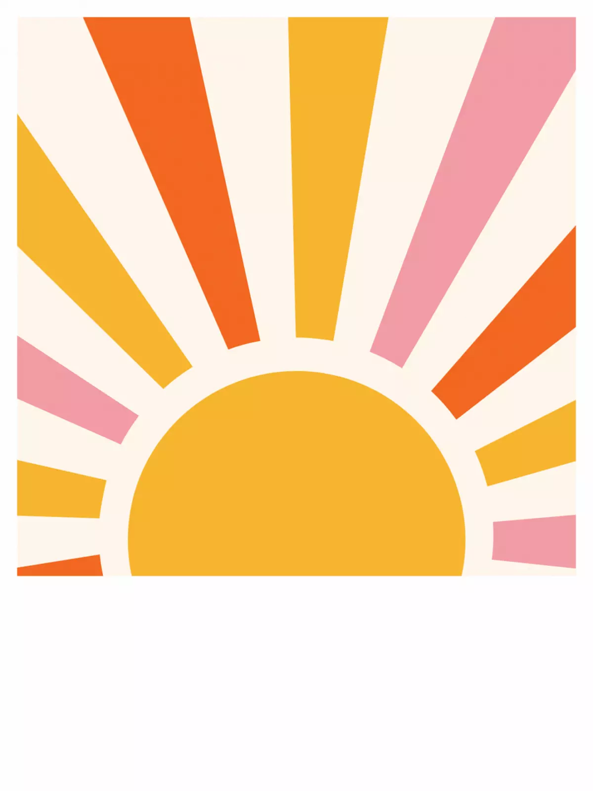 Bright and cheerful graduation card featuring a stylized sunrise with orange, yellow, and pink rays, minimalist design, symbolizing a new chapter.