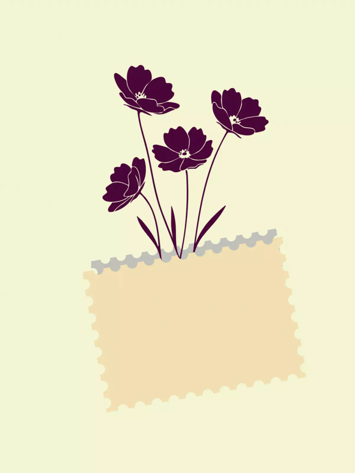 Elegant 'Thinking of You' card featuring plum flowers on a vintage postcard, conveying a sentimental message and nature-inspired design.