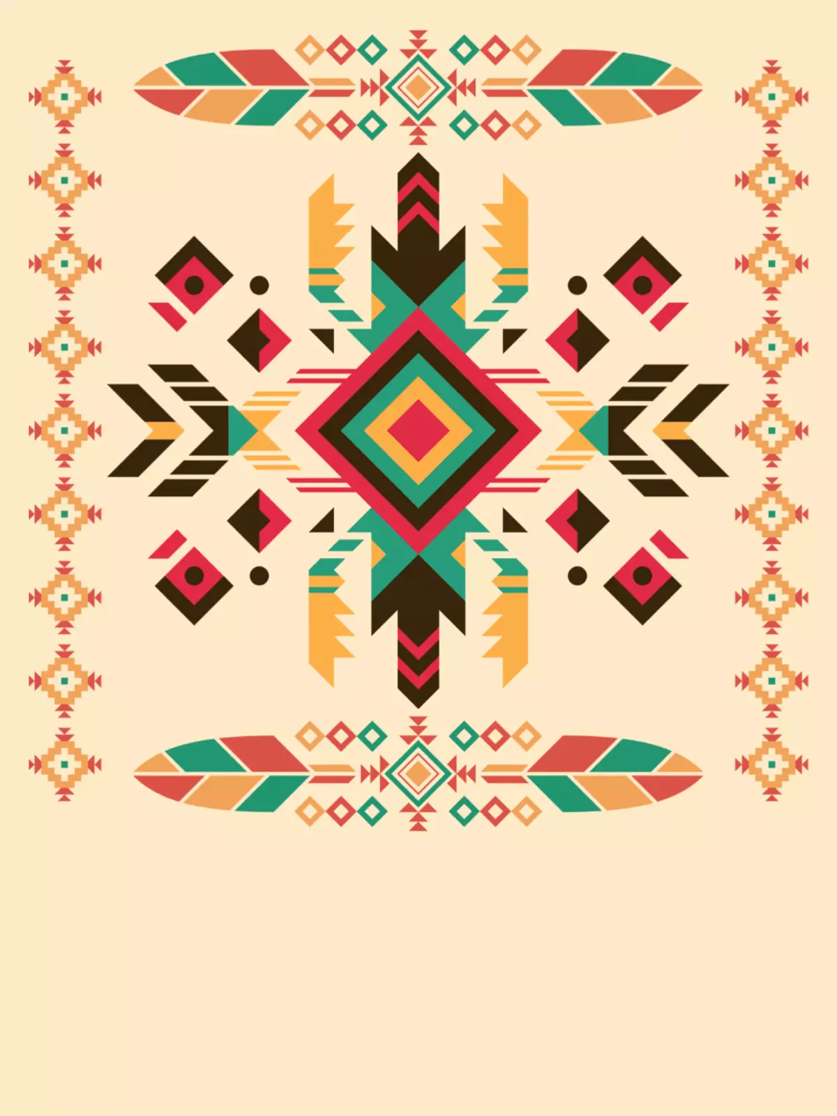 Stylized Native American-inspired baby shower card featuring geometric tribal patterns in warm colors, perfect for welcoming a new baby.