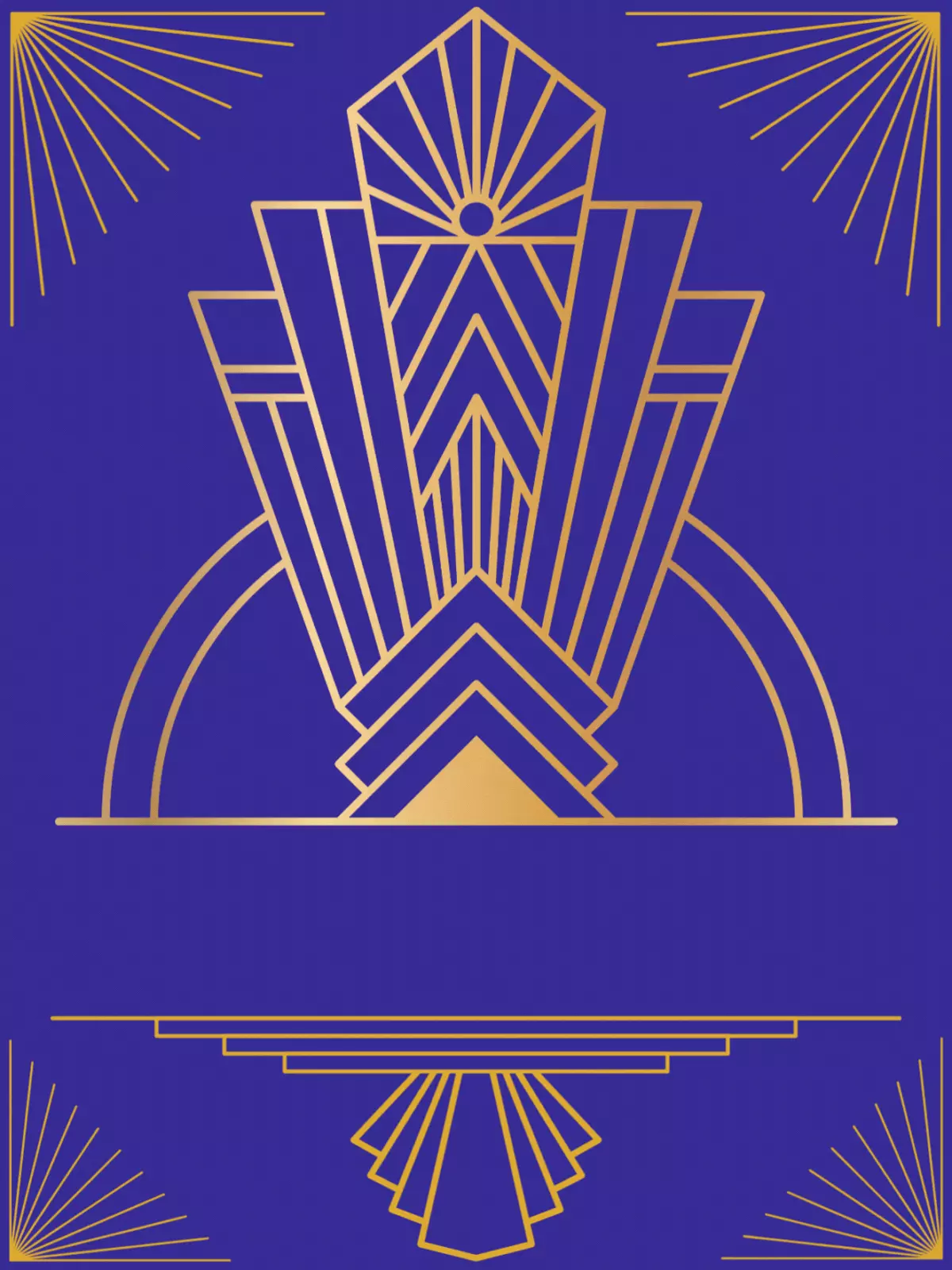 Elegant art deco Thinking of You card featuring geometric patterns in gold and emerald tones, stylish and modern design.