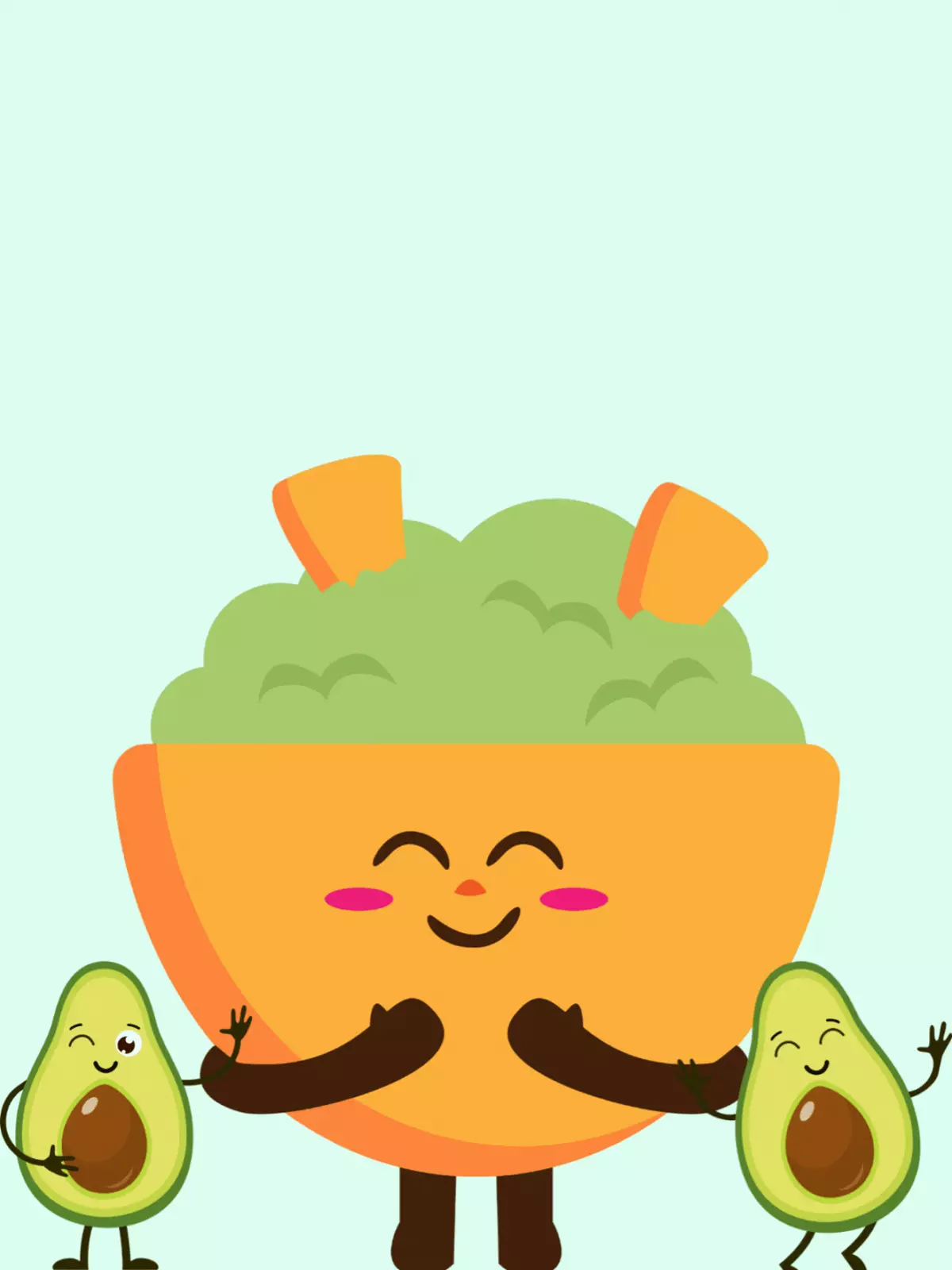 Minimalist avocado motivation card featuring a split avocado with a humorous message, perfect for friends and inspiration.