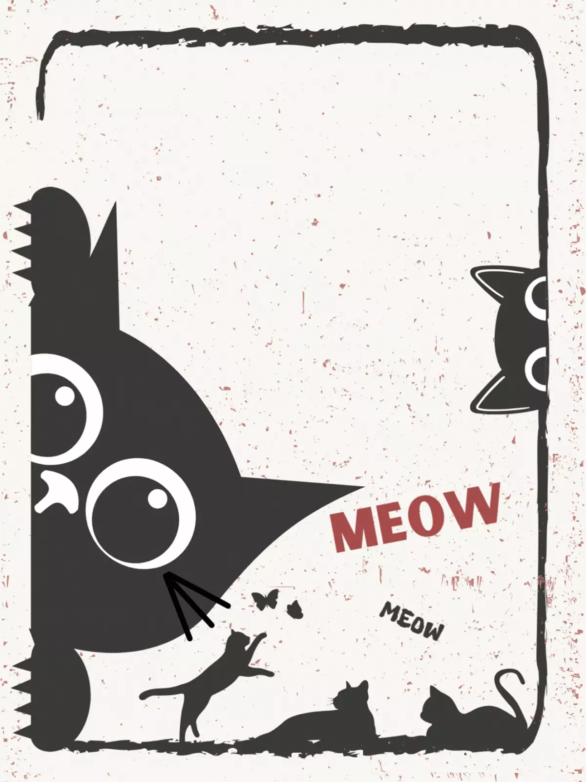 Minimalist motivational card featuring a cat illustration, with a modern design style, perfect for sending inspirational messages and funny cat-themed greetings