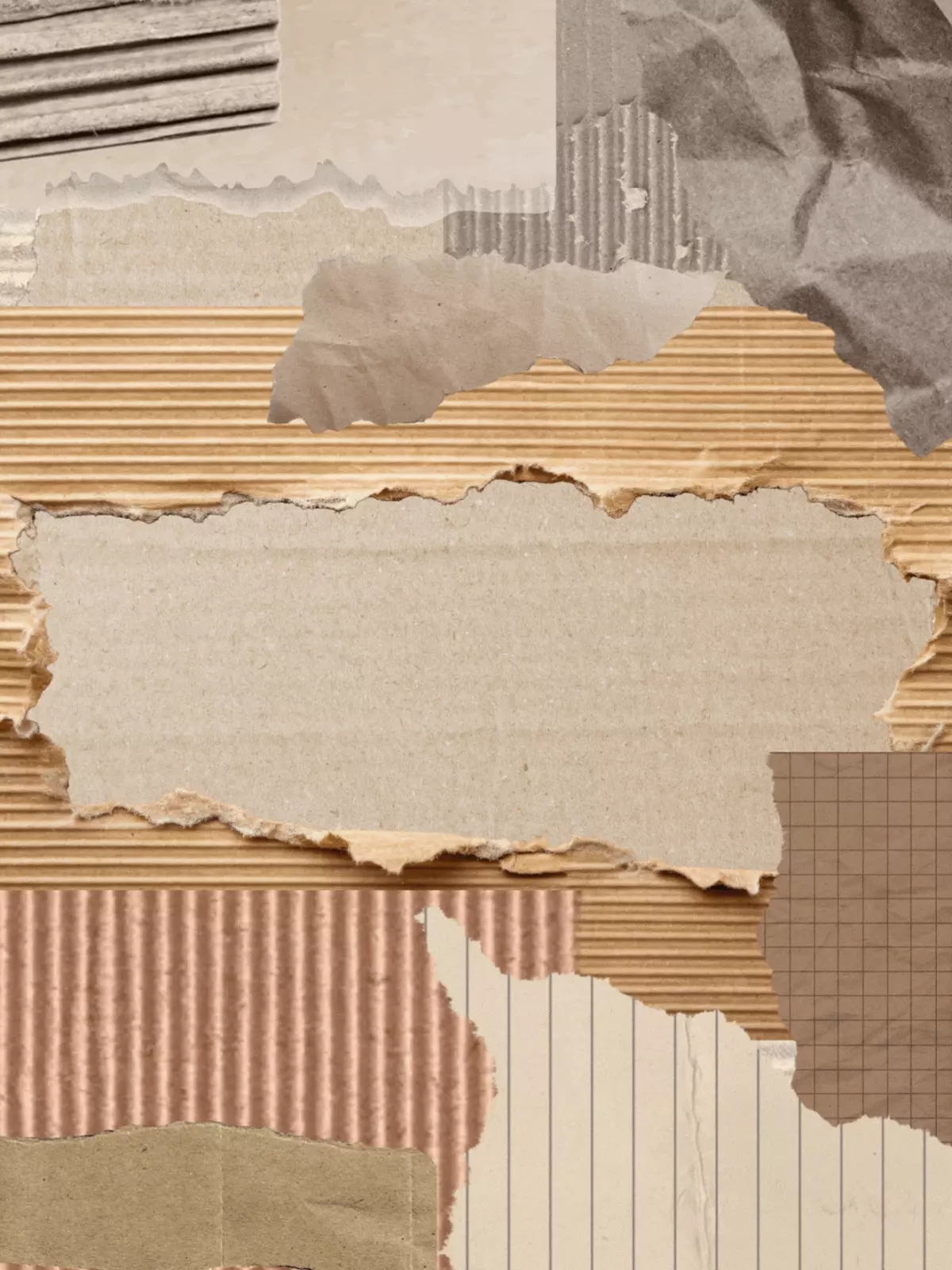 Rustic welcome back card featuring a corrugated cardboard texture illustration with earthy tones, conveying a warm and inviting message for friends, family, or coworkers.