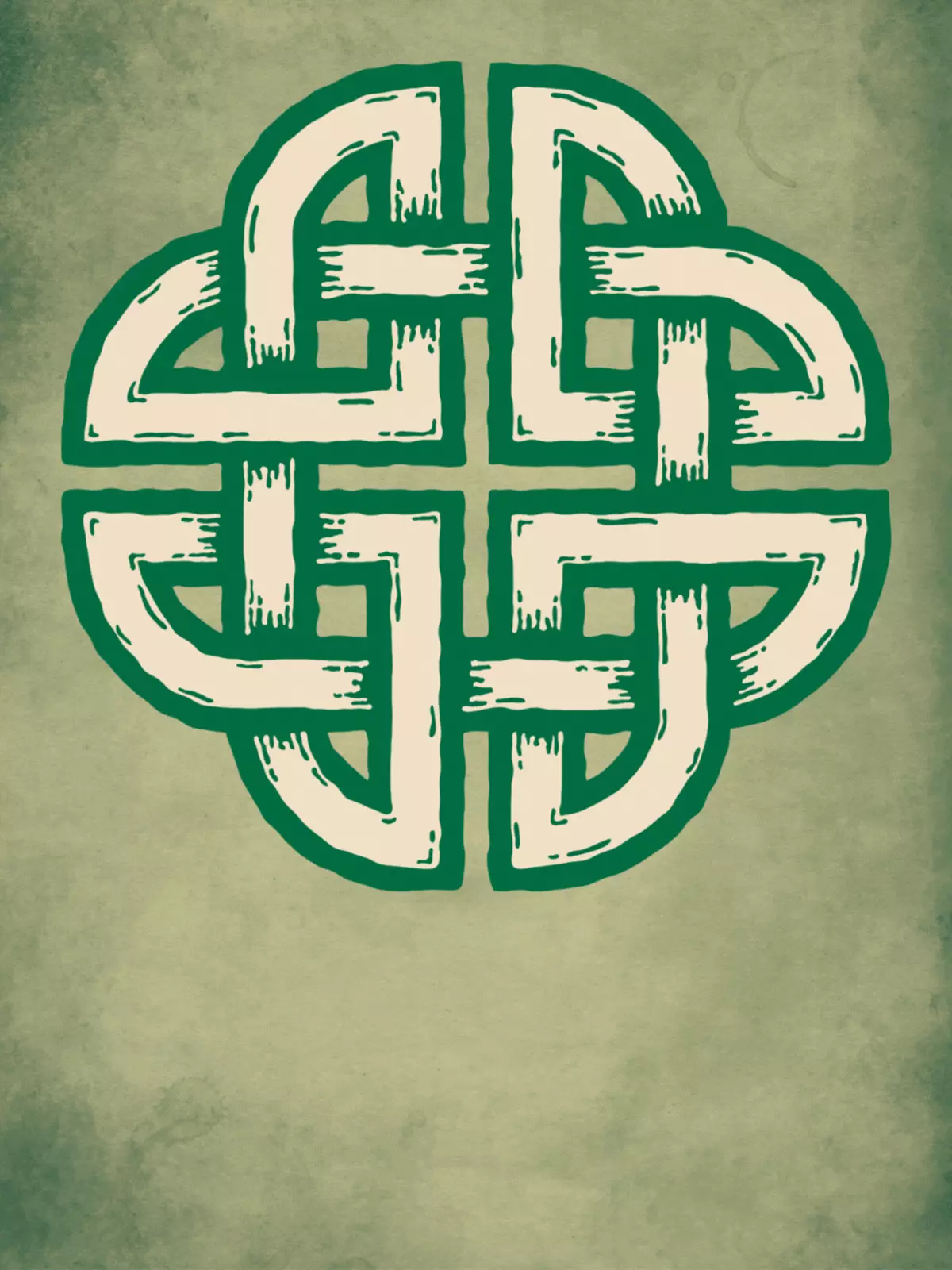 St. Patrick's Day eCard featuring intricate green Celtic knot patterns and a decorative display font, vintage style.