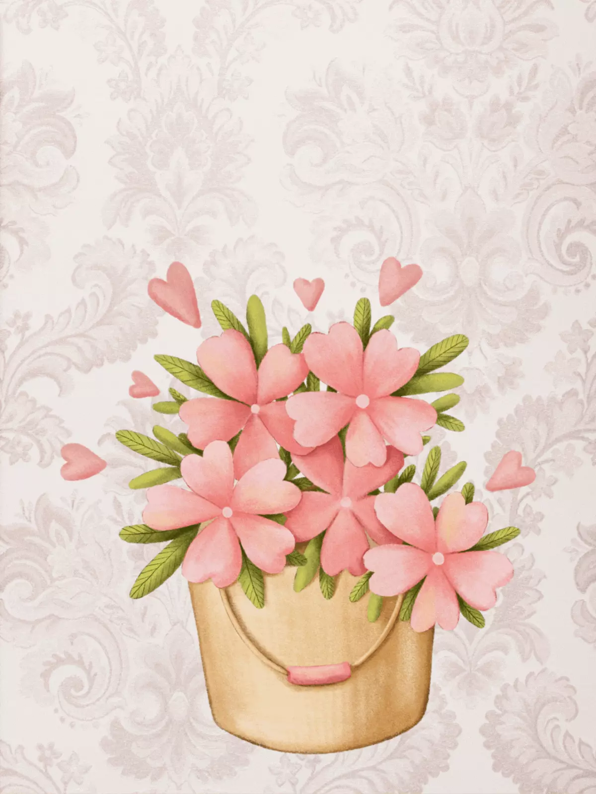 Vintage floral Mother's Day card featuring pastel colors, classic typography, and a retro 1950s design style.