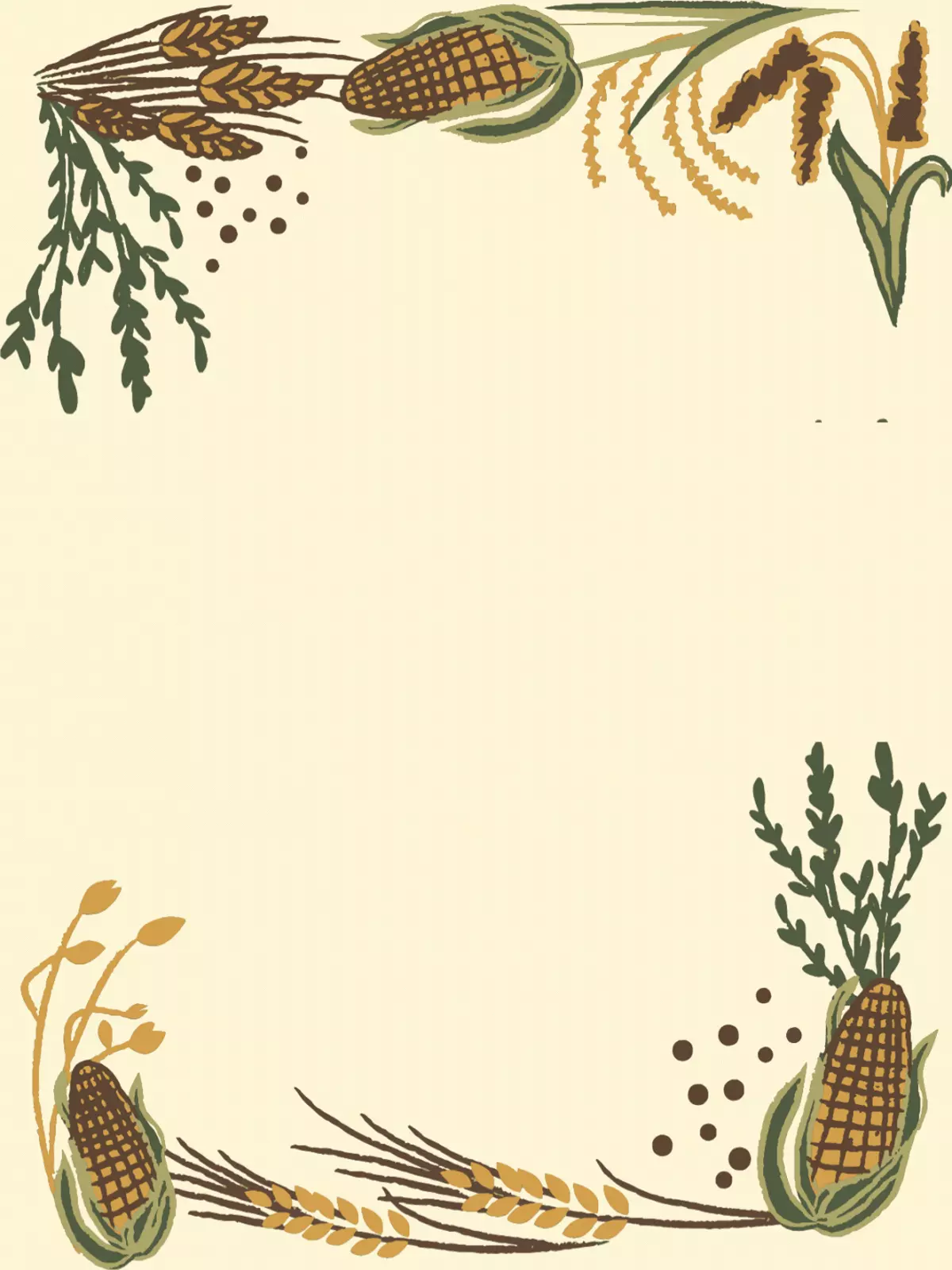 Kwanzaa card featuring diagonally arranged ears of corn, representing harvest and the principles of Kwanzaa, nature-inspired design.