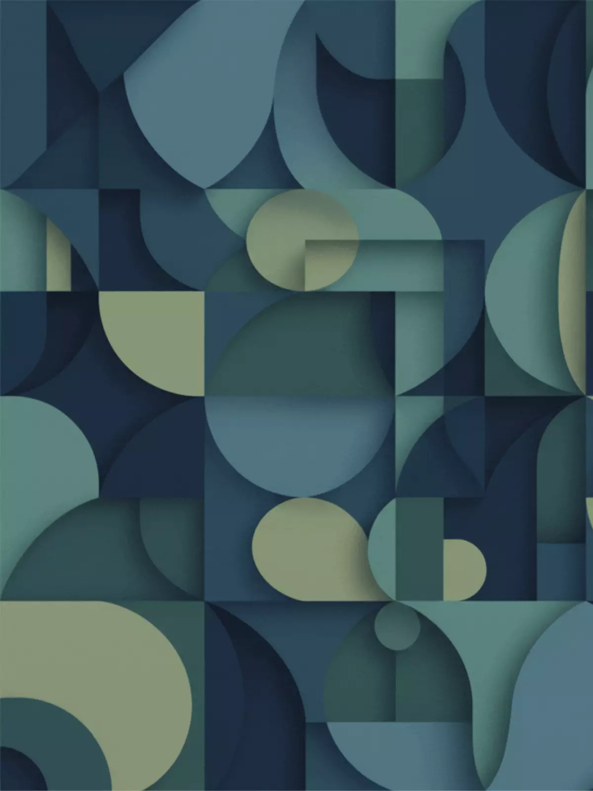 Abstract Forgiveness Day card with cool blue and green flowing patterns, conveying calm acceptance and understanding.