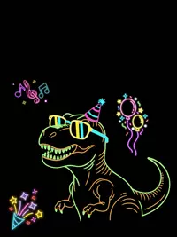 Free Dino Birthday Card - Neon Party Fun!