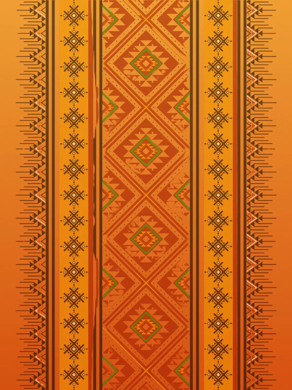 Desert sunset "Thinking of You" card inspired by Native American weaving, warm colors, heartfelt message