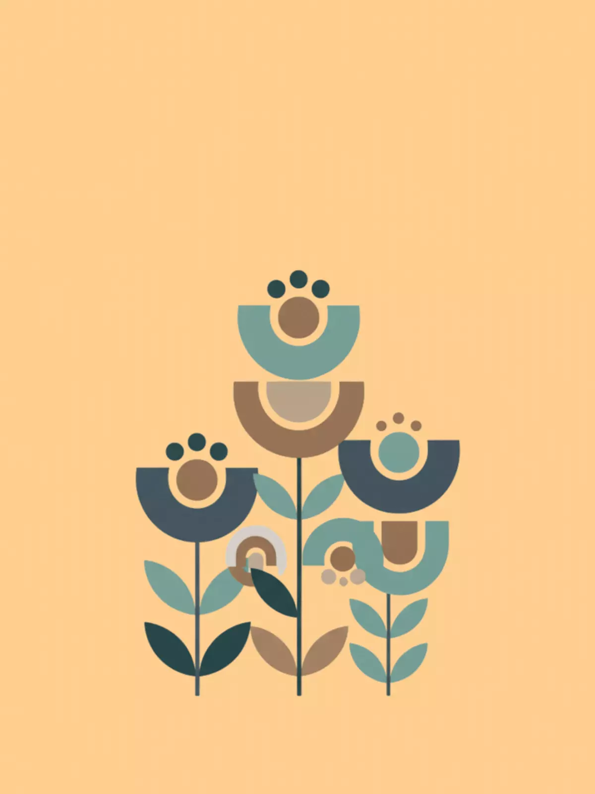 Elegant Scandinavian floral birthday card featuring a simple floral illustration in muted colors, perfect for sending birthday wishes with a touch of minimalist style.