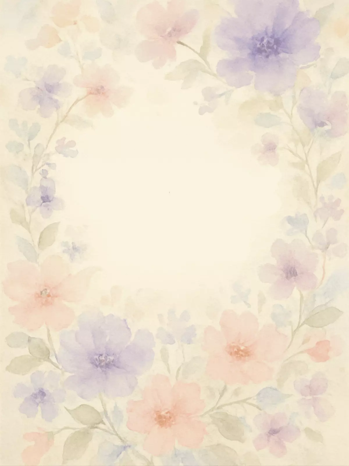 Pastel watercolor flowers on a "Thinking of You" card, gentle and calming design, floral illustration.